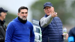 Yasir Al-Rumayyan and Martin Slumbers talk at the Alfred Dunhill Links Championship