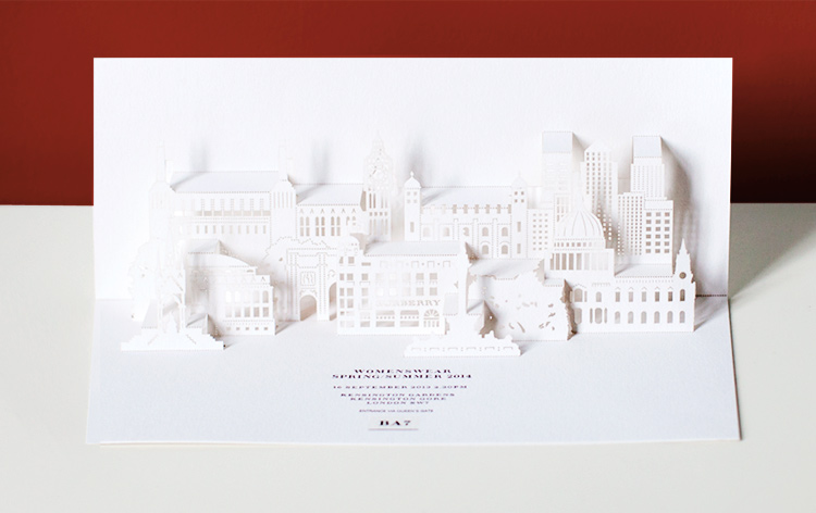 laser-cut pop-up invitation