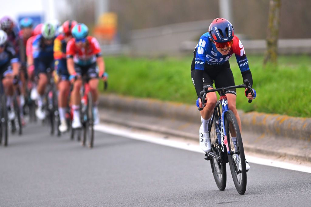 DE PANNE BELGIUM MARCH 21 Nina Buijsman of The Netherlands and Team FDJ SUEZ attacks during the 7th Womens Classic BruggeDe Panne 2024 a 155km one day race from Brugge to De Panne on March 21 2024 in De Panne Belgium Photo by Luc ClaessenGetty Images