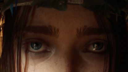 A close-up of a woman's eyes in The Witcher 4