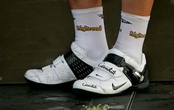 Mark Cavendish (Columbia-HTC) sporting his special podium shoes.