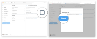 Set Up Authentication App Twitter For Web: Click the authentication checkbox and then click start.