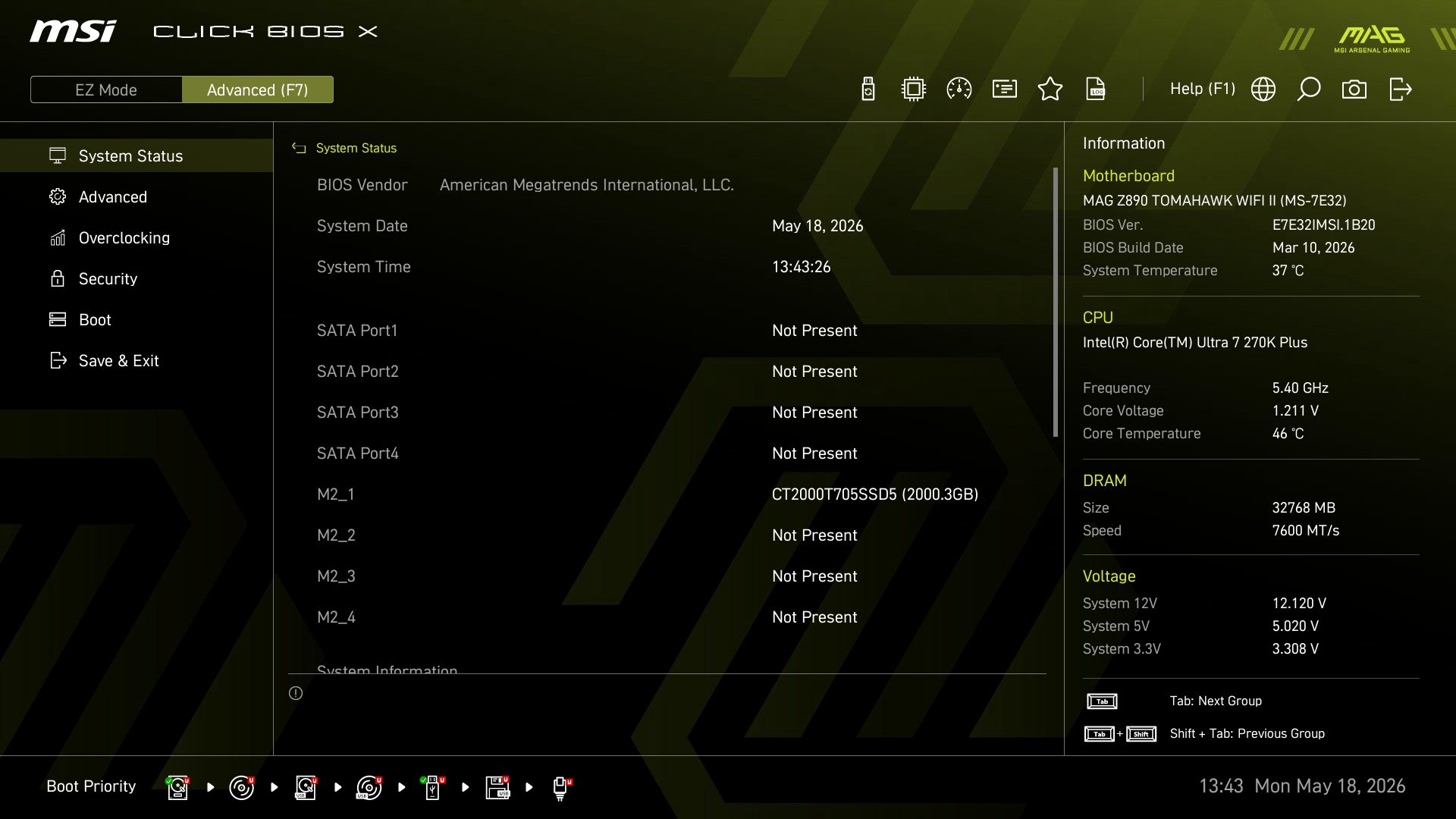 MSI MAG Z890 Tomahawk Wifi II