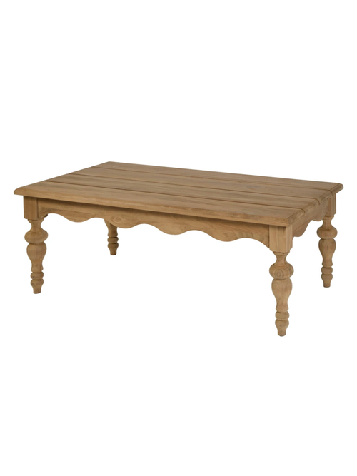 Meri Coastal Beach Natural Teak Rectangular Outdoor Coffee Table