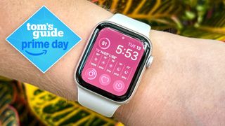 Image of Apple SE on wrist with Prime Day badge