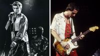 Left&ndash;Adrian Belew, David Bowie, Vorst Natonaal, Brussels, Belgium, 11/06/1978; Right&ndash;Adrian Belew performs with 'David Bowie' at the Fresno Convention Center in Fresno, California on April 2, 1978