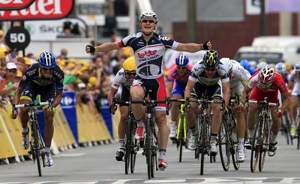 Andre Greipel (Lotto Belisol) is one happy man after winning his second straight Tour de France stage.
