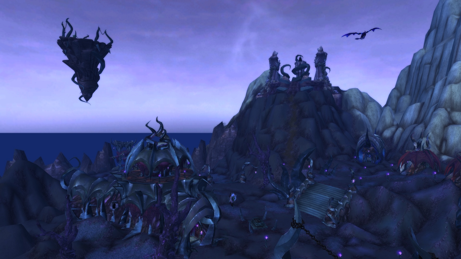 A dark castle looms in the distance in WoW Classic