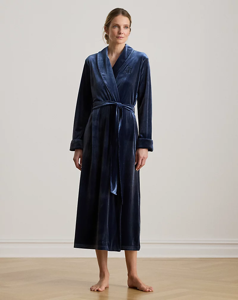 Velvet Long Shawl Collar Robe