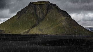 mountain with rain