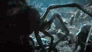 Isildur battles a young Shelob in The Rings of Power season 2