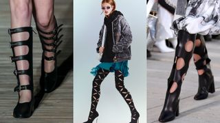 winter 2022 2023 shoe trend cutouts Gucci, Versace, Louis Vuitton