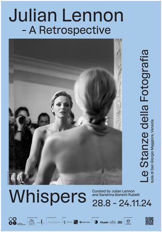 The poster for the new exhibit “Whispers – A Julian Lennon Retrospective” from Julian Lennon with Le Stanze della Fotografia in Venice