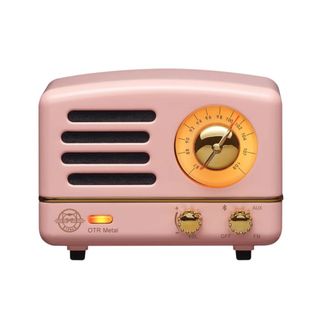 Muzen pink radio on white background