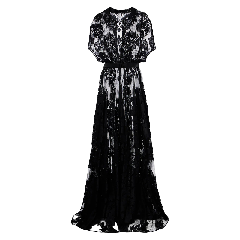 Norma Kamali black lace dress