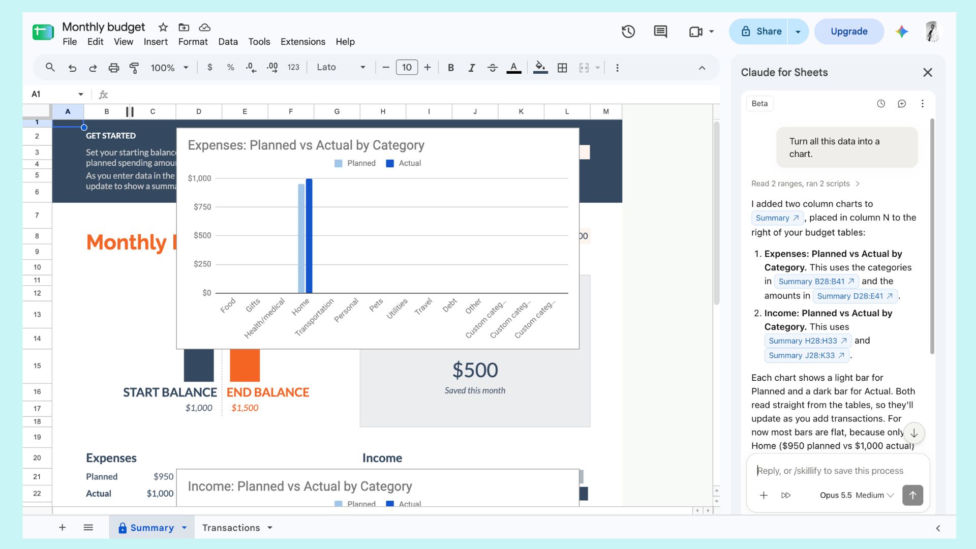 claude google sheets