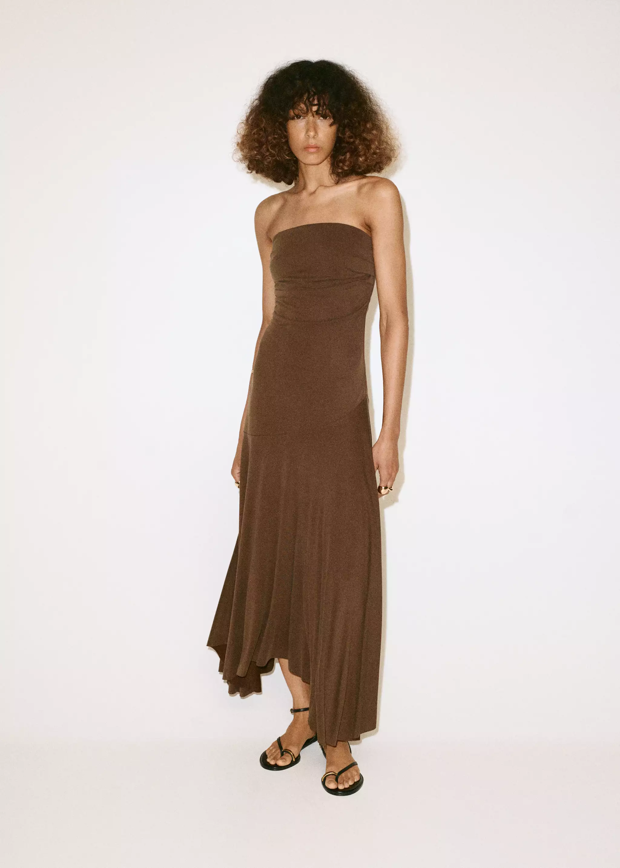 Asymmetric Hem Bandeau Dress - Women | Mango United Kingdom