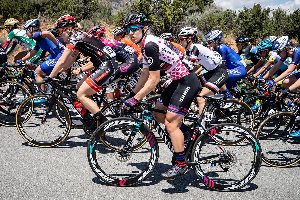 Alexis Ryan of The United States and CANYON//SRAM Racing in the climbers jersey during stage 2