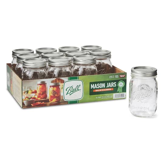 16oz. Ball&amp;reg; Regular Mouth Pint Mason Jars, 12ct.