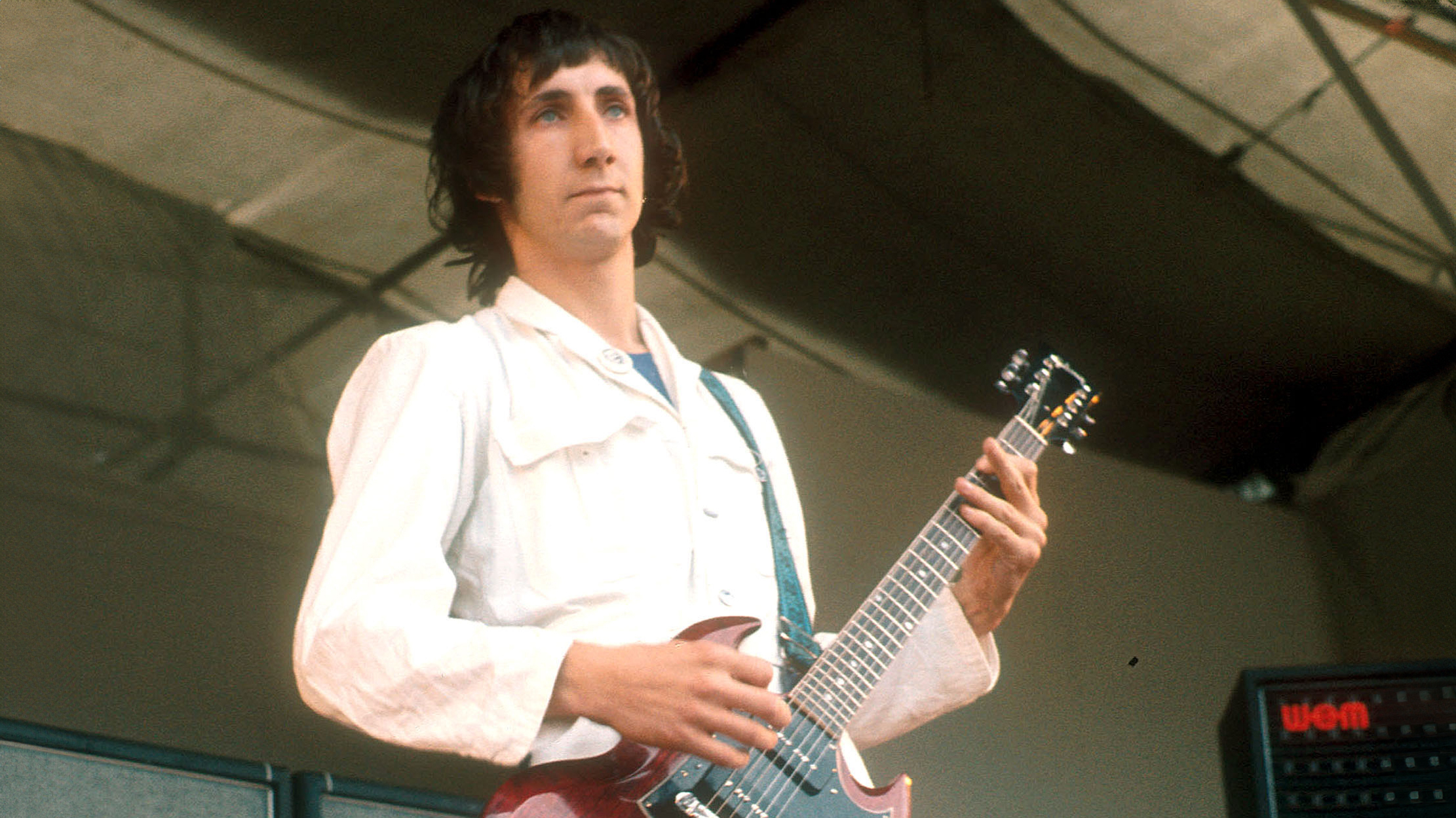 The Who, Pete Townshend in concert circa 1969 at the Isle of Wight Music Festival, England at the Various in Various, 