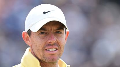 Rory McIlroy stares into the distance during round one of the 2022 Open