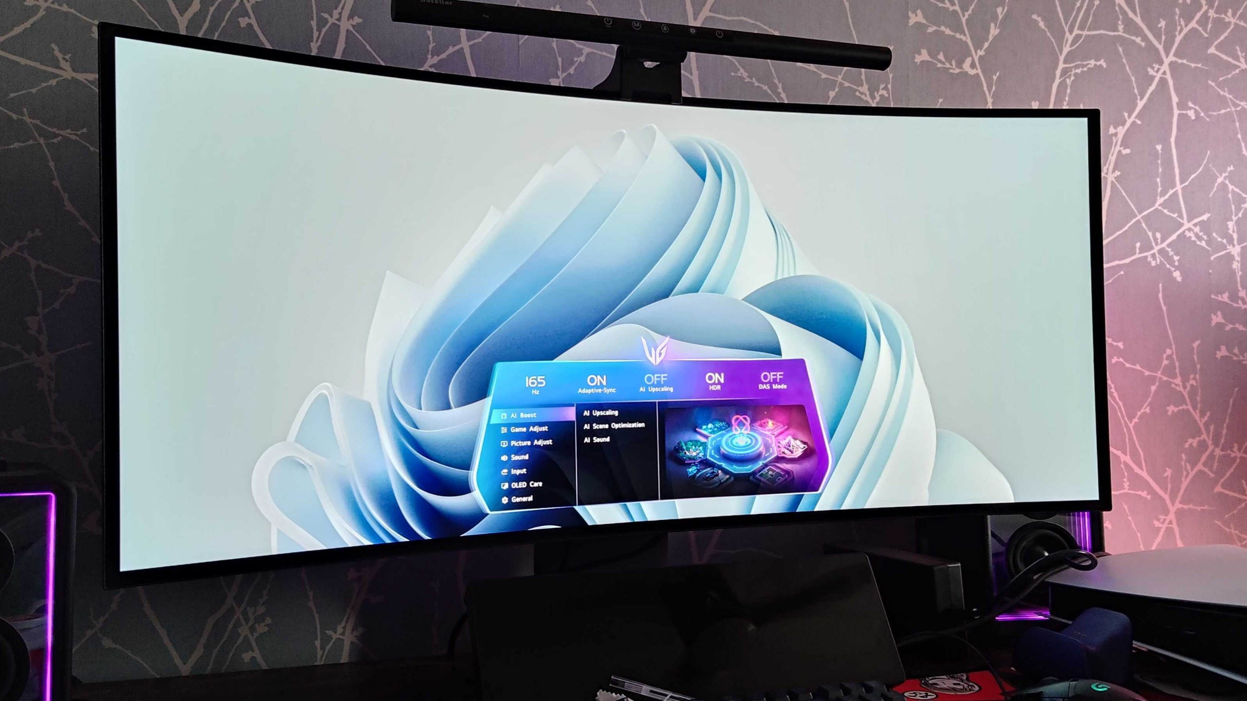 OSD and desktop on LG 39GX950B-B