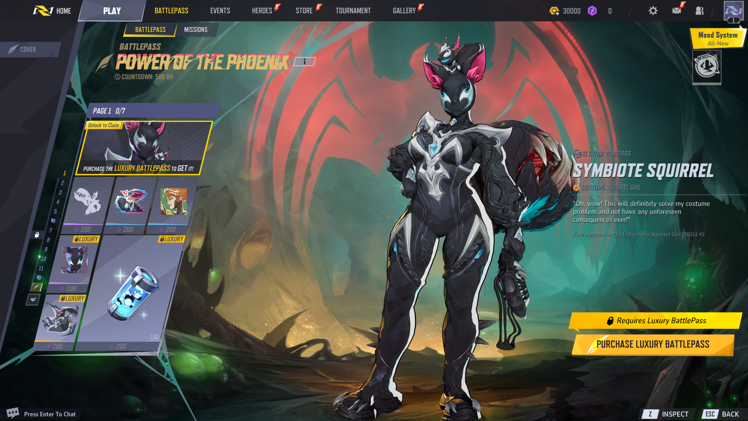 Marvel Rivals Season 3 battle pass: Page 1 of The Abyss Awaken battle pass.