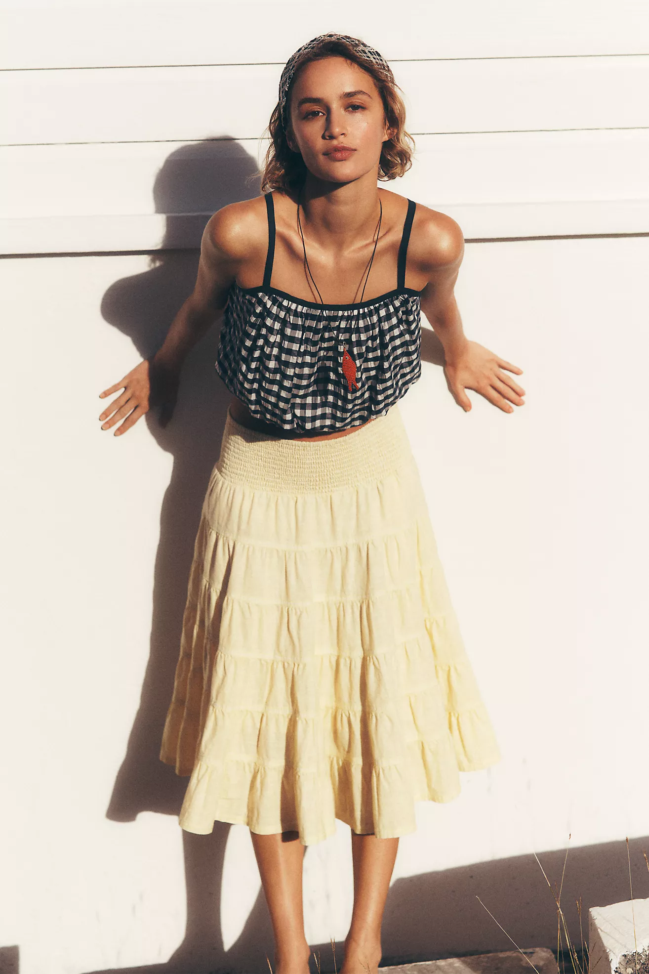 The Reese Linen Midi Skirt by Pilcro