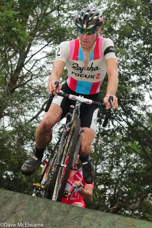 Jeremy Powers (Rapha-Focus) leading atop the new flyover