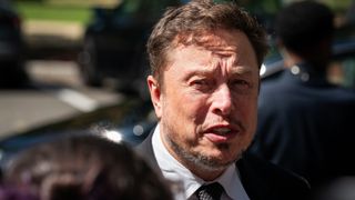 Elon Musk leaves the September 2023 Senate bipartisan Artificial Intelligence (AI) Insight Forum in Washington, DC. He's making just an awful face.