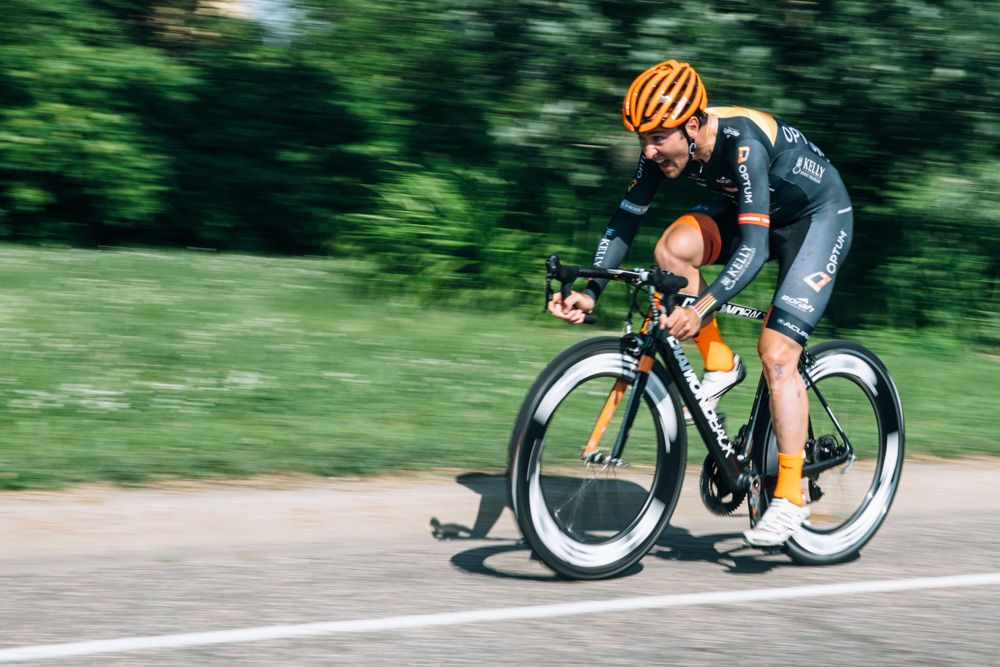 Defending champion Ryan Anderson isn't exactly known for his fast time trial, but he gave it his all on the short course