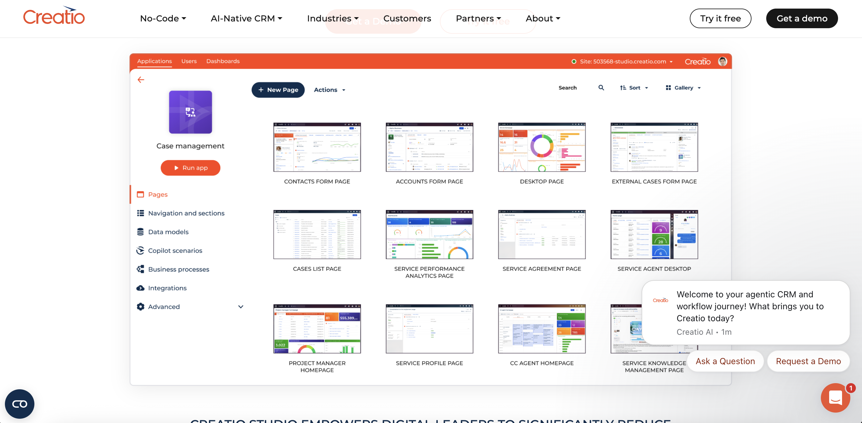 screenshot of Creatio CRM