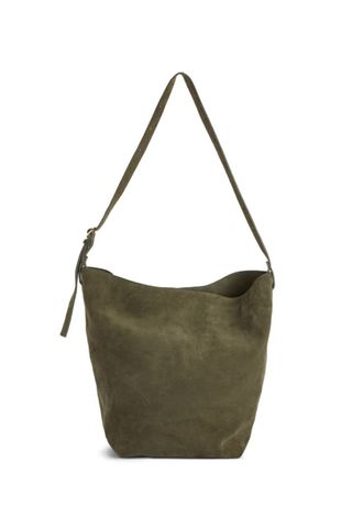 Arket Khaki Green Suede Tote Bag