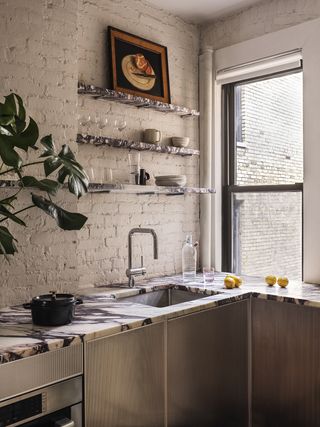 kitchen with stainless steel cabinets