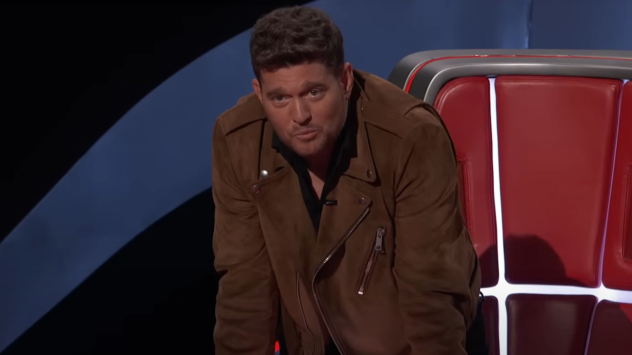 Michael Buble looks on in disappointment on The Voice Season 28.