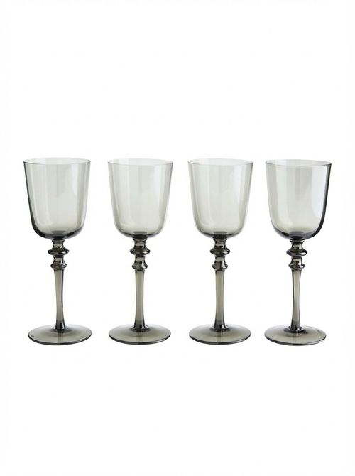 Set of 4 Venelli Smoked Glass Wine Glasses