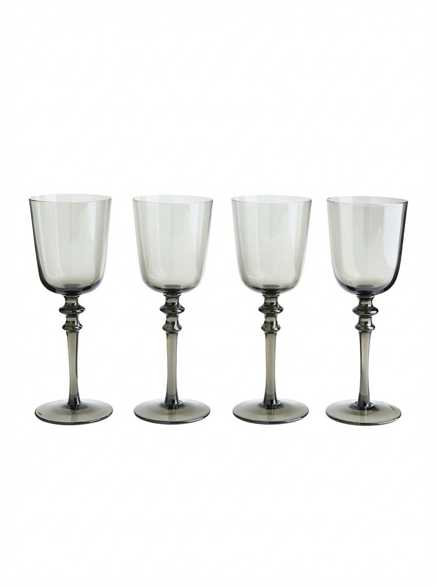 Set of 4 Venelli Smoked Glass Wine Glasses
