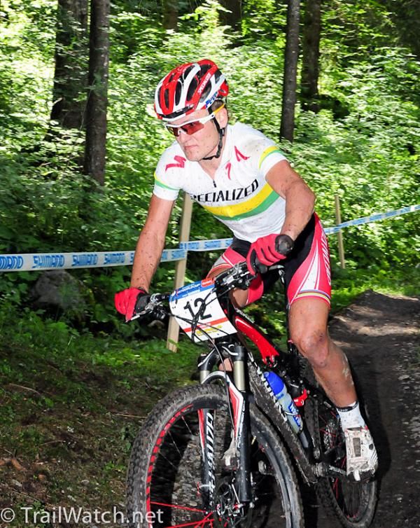 Burry Stander (Specialized) riding in third position on lap two.