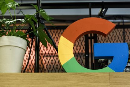 BERLIN, GERMANY - JANUARY 22: A "G" sign is on display during the press tour before the festive opening of the Berlin representation of Google Germany on January 22, 2019 in Berlin, Germany. 