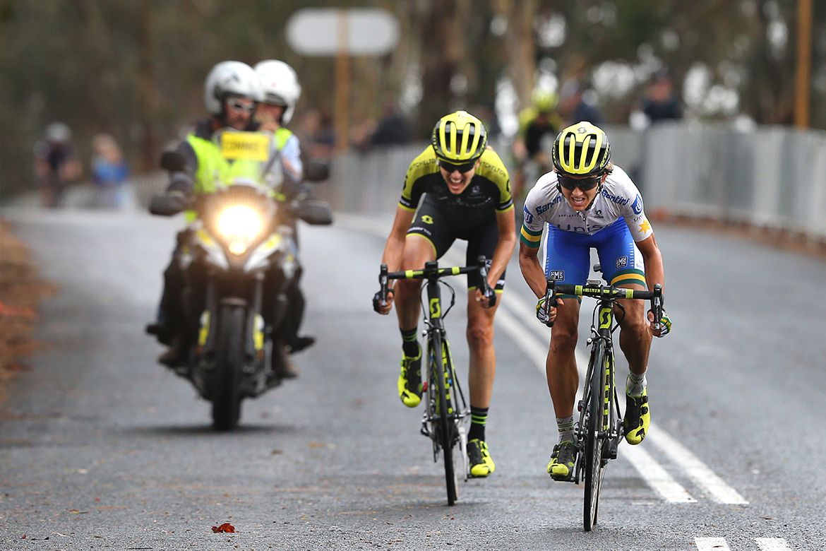 The two-up sprint to the line
