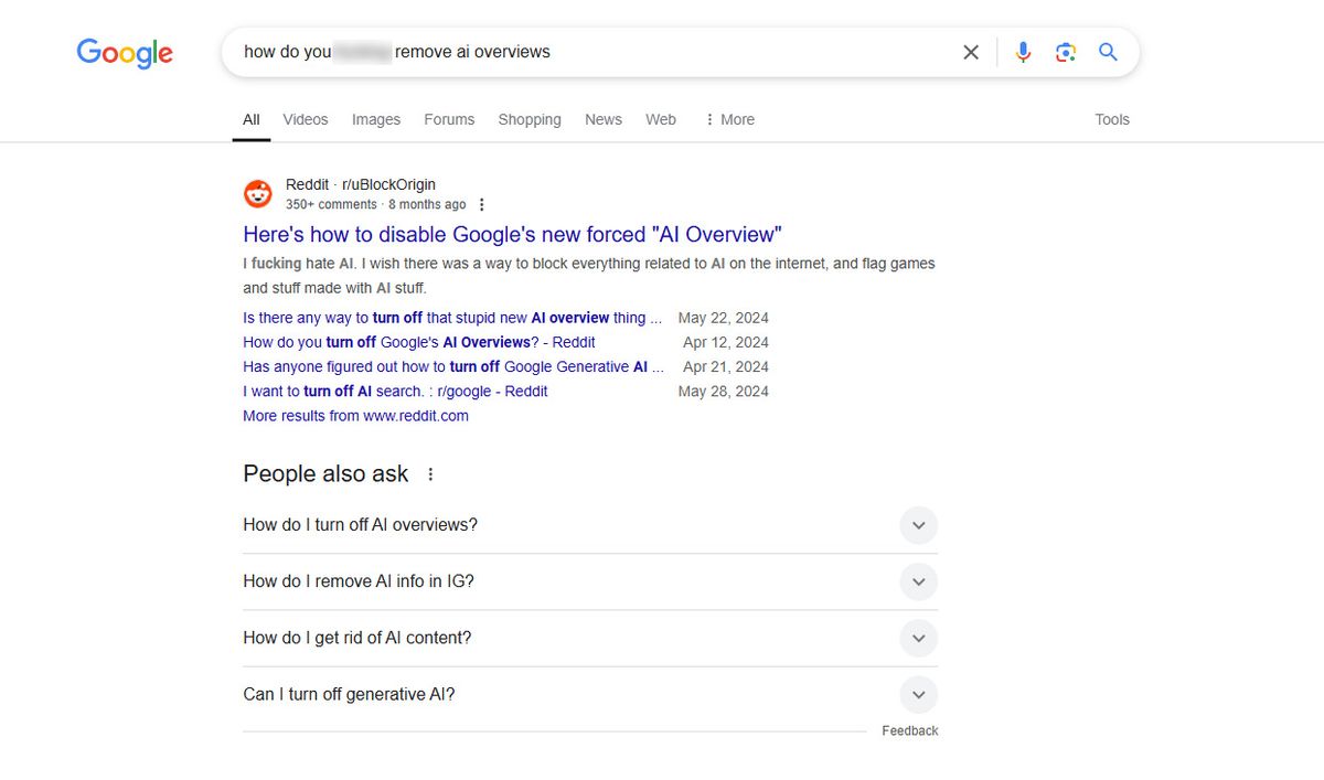 Swearing at AI to avoid overviews