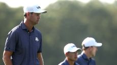 Harris English walking during a Ryder Cup practice round