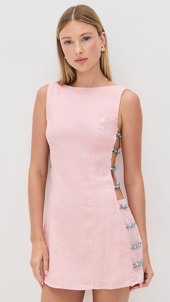 Tia Linen Mini Dress - Blush