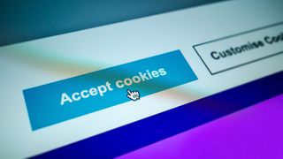 A close up of an 'accept cookies' popup