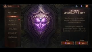 Diablo Immortal crests - legendary crest