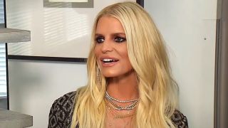 Screenshot of Jessica Simpson in office during interview