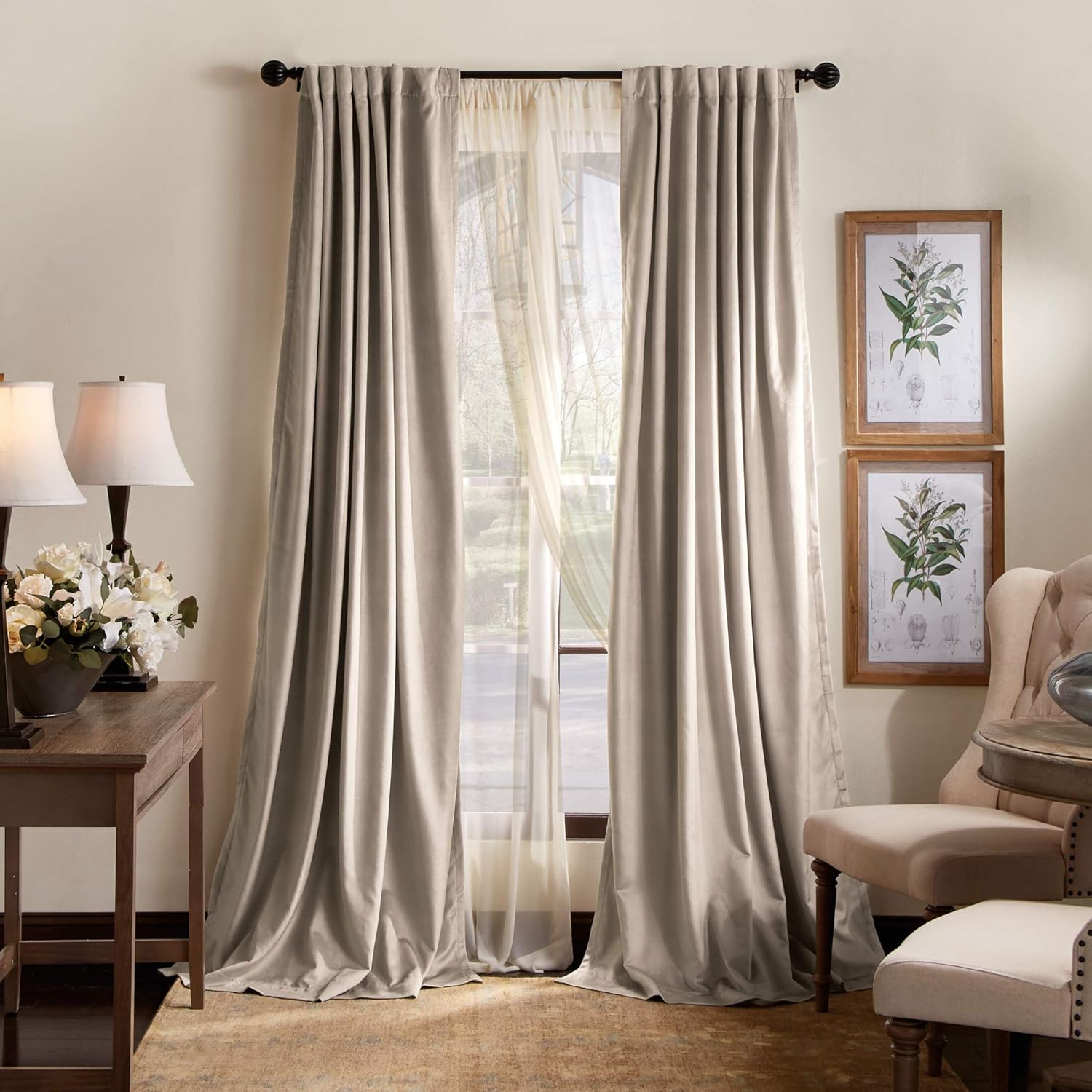 Martha Stewart Lucca Velvet Blackout Back Tab Window Curtain Panel