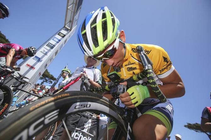 Caleb Ewan (Orica GreenEdge) on the startline at the Bay Crits