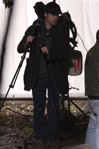 Brad Pitt- PICS! Brad and Angelina snuggle up on set - Celebrity News - Marie Claire