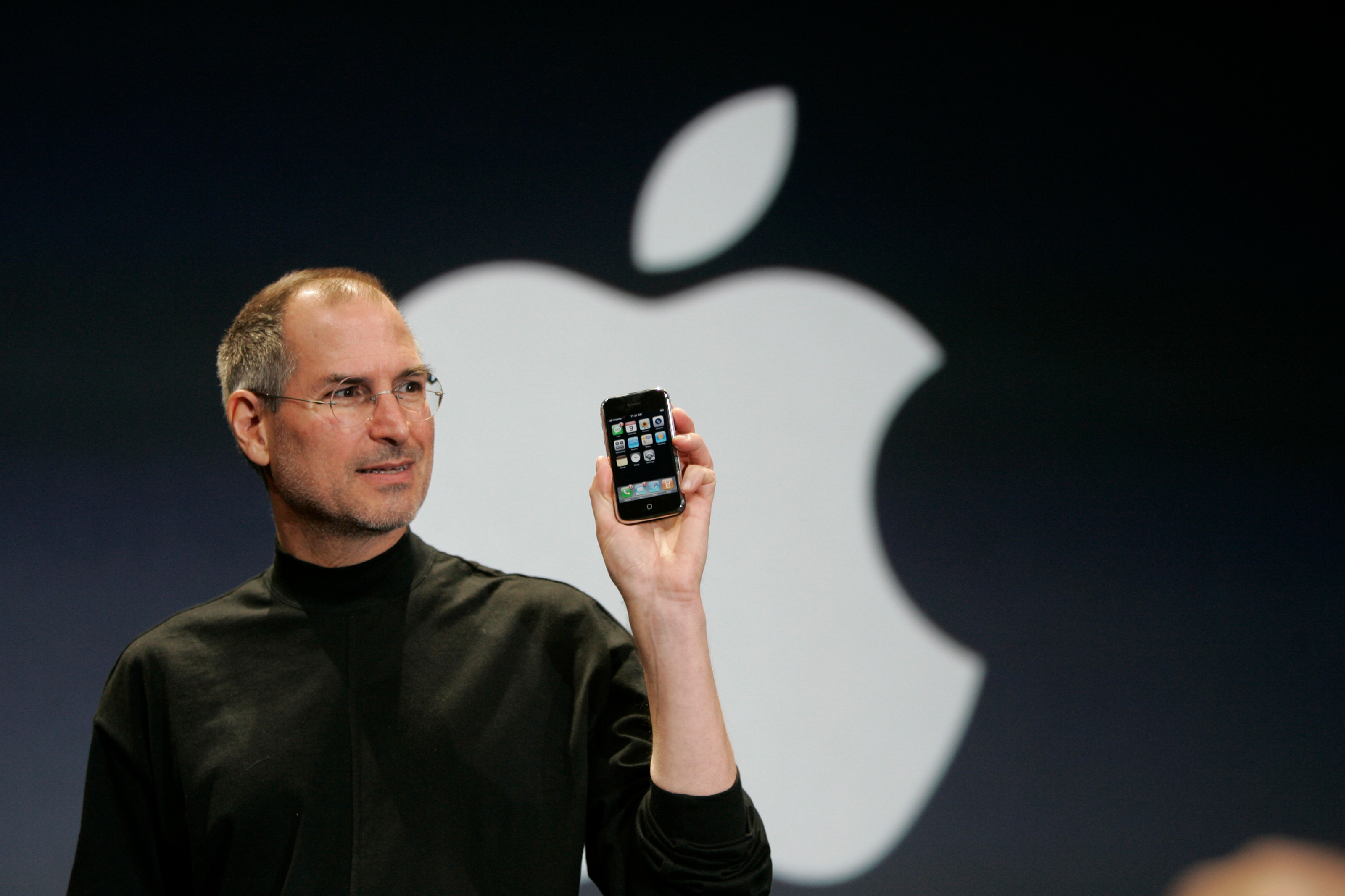 Steve Jobs (1955 - 2011) at the launch of the iPhone, 2007